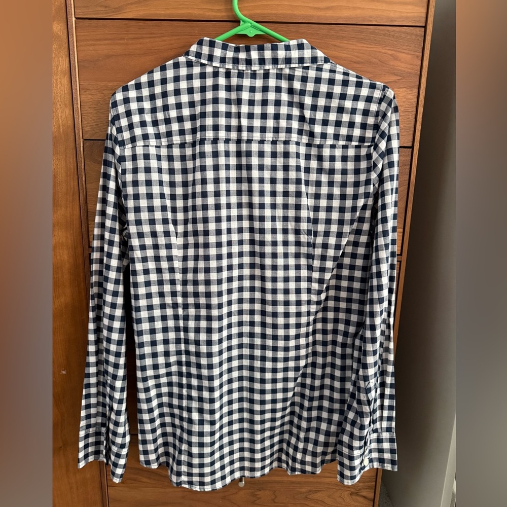 J. Crew Factory Long Sleeve Gingham Women's Blouse Shirt Size L - Picture 6 of 8